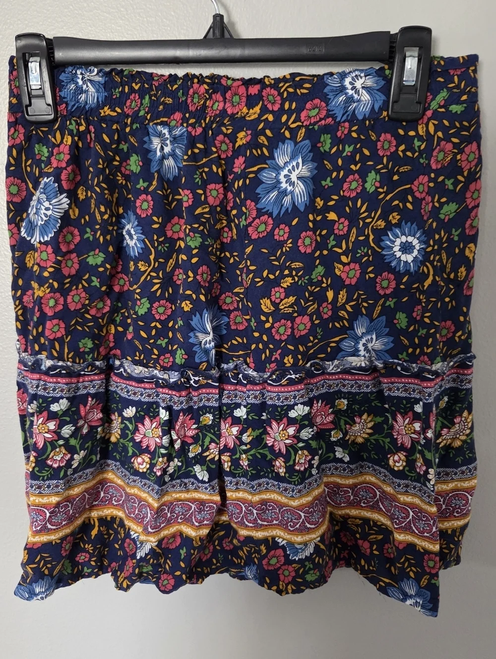 Simplee Womens Boho Floral Two-Piece Crop Top & Mini Skirt Set - Navy Sz L - Picture 9 of 10